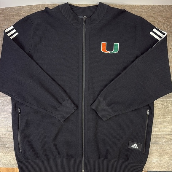 Adidas Men’s Black Miami Hurricanes Full Zip Stadium Track Jacket XXL - Picture 5 of 14